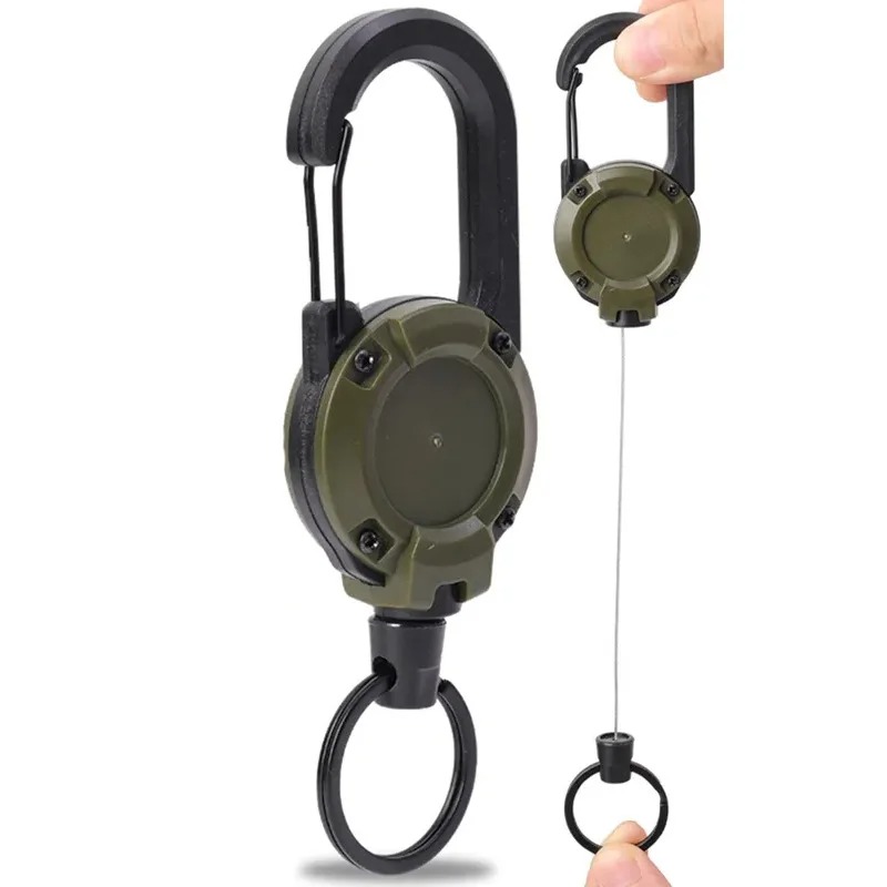 Fishing Equipment And Gear - Tactical Retractable Carabiner Clip Strong Steel