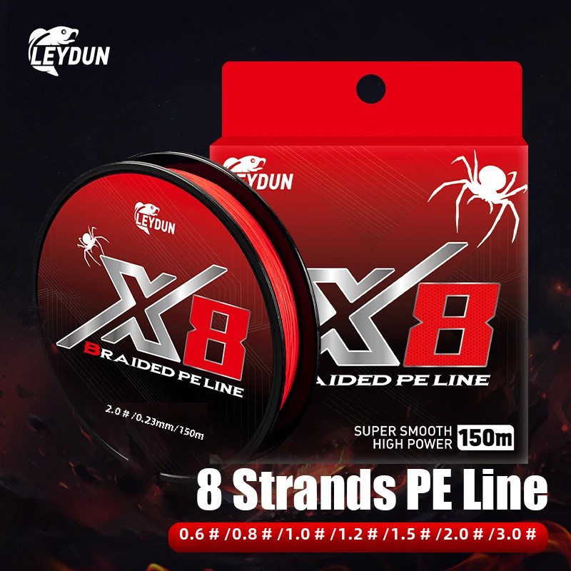 Fishing Equipment Bundle - LEYDUN Not-Fading Red Fishing Lines 8
